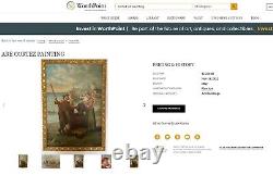 1850s Antique ORIGINAL OOAK Dancer Oil Painting canvas Cortez 55 x 33