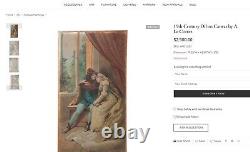 1850s Antique ORIGINAL OOAK Dancer Oil Painting canvas Cortez 55 x 33