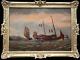 1869 Antique Dutch Large Oil Painting On Canvas By Alexander Matthew Seascape