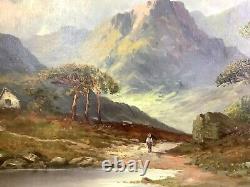 1935 Large Antique Oil Painting Mountain Landscape Francis Jamieson Framed