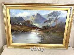 1935 Large Antique Oil Painting Mountain Landscape Francis Jamieson Framed
