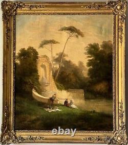 19th Century French Antique Impressionist Oil Painting Old France Landscape 1865