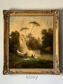 19th Century French Antique Impressionist Oil Painting Old France Landscape 1865