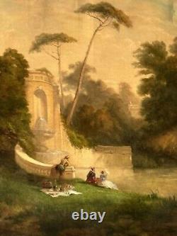 19th Century French Antique Impressionist Oil Painting Old France Landscape 1865