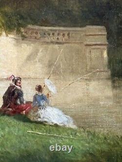 19th Century French Antique Impressionist Oil Painting Old France Landscape 1865