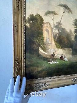 19th Century French Antique Impressionist Oil Painting Old France Landscape 1865