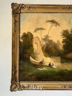 19th Century French Antique Impressionist Oil Painting Old France Landscape 1865