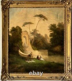 19th Century French Antique Impressionist Oil Painting Old France Landscape 1865