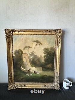 19th Century French Antique Impressionist Oil Painting Old France Landscape 1865