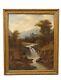 19thc Antique Large European River Scene Painting With Castle Signed Adam