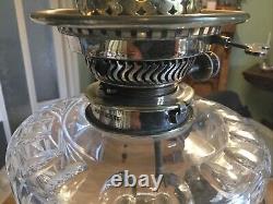 A Large Antique, Silver Plated Corinthian Column Table / Oil Lamp, Circa 1870