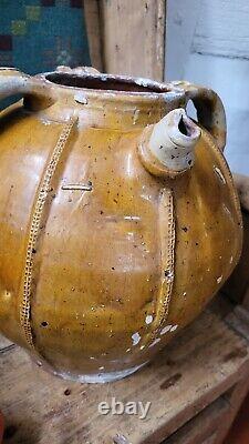 A Large Rare Antique French Oil Oil Jar Gargoulette