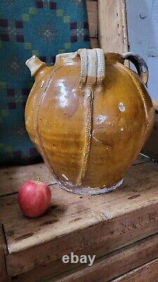 A Large Rare Antique French Oil Oil Jar Gargoulette