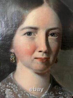 AMERICAN SCHOOL 19th C. Antique oil painting on canvas, Portrait of a Lady