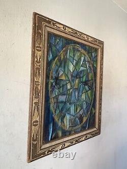 ANTIQUE MID CENTURY MODERN ABSTRACT OIL PAINTING OLD VINTAGE CUBIST CUBISM 1950s