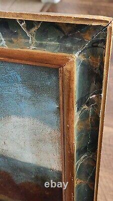 ANTIQUE OIL PAINTING On Canva Landscape Framed Dark And Moody Art European 44x23