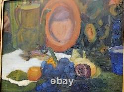 Adele Andres C. 1920 Antique Post Impressionist Still Life Oil Painting Vibrant