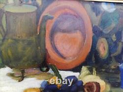 Adele Andres C. 1920 Antique Post Impressionist Still Life Oil Painting Vibrant