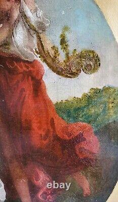 After Angelica Kauffman, Beauty Prudence Folly, Fine 19thC Antique Oil Painting