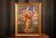 Amazing Patriotic World War I Soldier Portrait Antique Oil Painting Militaria