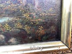 Amazingly Beautiful Antique Large Landscape Oil/Canvas Original Frame