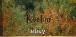 American Large Expressionistic Landscape Antique Oil Painting signed