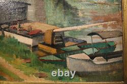 American Large Expressionistic Landscape Antique Oil Painting signed