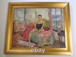 Annita Delano Painting Large Antique Impressionist Portrait Prett Woman Model