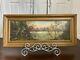 Antique 1814 Lake & Woods Landscape Oil Painting On Cardboard 43 Dated