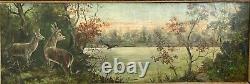 Antique 1814 Lake & Woods Landscape Oil Painting on Cardboard 43 Dated