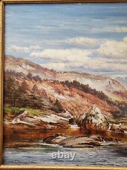 Antique 1885 Framed Oil Painting Lledr Valley Snowdonia North Wales Landscape