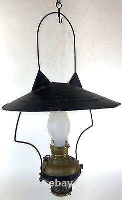 Antique 1892 The Miller Brass Hanging Country Store Saloon Oil Lamp Large