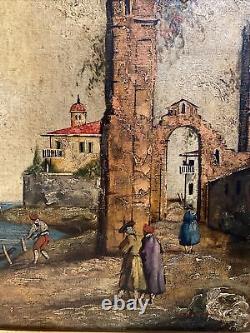 Antique. 1934 Architectural Italian Rome City Scenic Oil Painting Signed