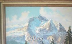 Antique Alpine Landscape Oil Painting Artwork European Germany H. Jaeger