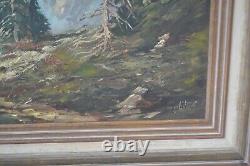 Antique Alpine Landscape Oil Painting Artwork European Germany H. Jaeger