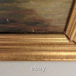 Antique American AAFA Late 19thC Oil Painting On Canvas, Young Ladies With Geese