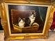 Antique Anton Mauve Oil Painting Framed Large Cats Dutch Excellent