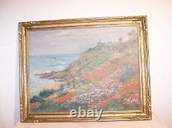 Antique California Coast Oil Painting Gold Gilt Carved Wood Frame Andreas Roth