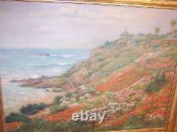 Antique California Coast Oil Painting Gold Gilt Carved Wood Frame Andreas Roth