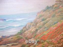 Antique California Coast Oil Painting Gold Gilt Carved Wood Frame Andreas Roth