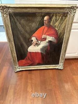 Antique Century Catholic Preacher Church Oil Painting