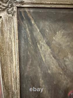 Antique Century Catholic Preacher Church Oil Painting