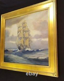 Antique Clipper Ship Painting Sailboat Original Oil Painting Maritime Seascape