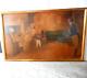 Antique Continental Genre Painting Oil/artist Board Of Father Withgift
