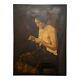 Antique Early 20th Century 40x 30 Oil Portrait Painting Of A Shirtless Women