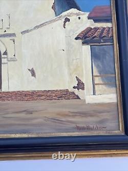 Antique Early California Mission Painting San Diego Landscape Large Oil 1940's