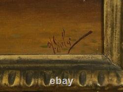 Antique European Oil painting Lady at the Piano 19 Century Signed