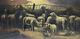 Antique Folk Art Primitive Sheep Farm Barn Oil Painting