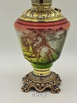 Antique Fostoria Parlor Oil Lamp GWTW Horse Royal