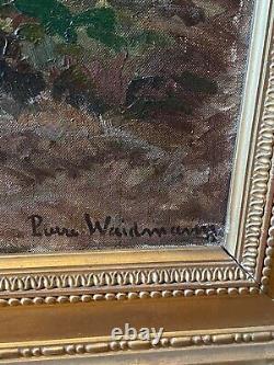 Antique Framed Pierre Waidmann Landscape Tree Oil On Canvas Fine Art Painting